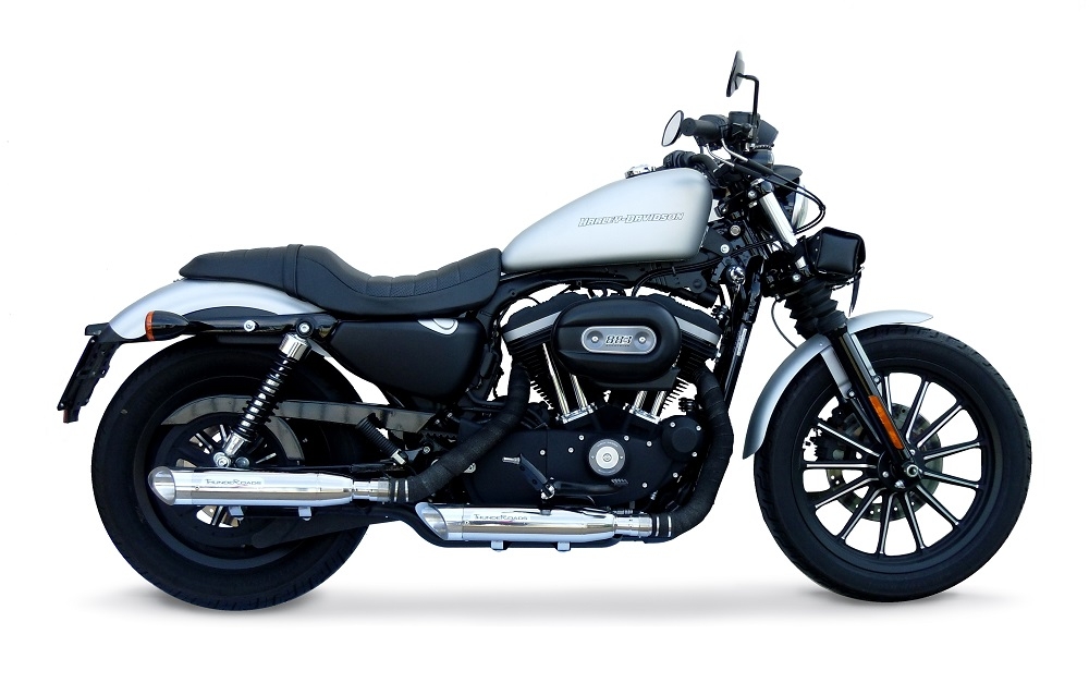 Scarico compatibile con Harley Davidson Sportster 1200 2004-2009, Slash Inox, Coppia di terminali di scarico omologati, forniti con db killer removibili e raccordi specifici