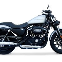 Scarico compatibile con Harley Davidson Sportster 1200 2004-2009, Slash Inox, Coppia di terminali di scarico omologati, forniti con db killer removibili e raccordi specifici