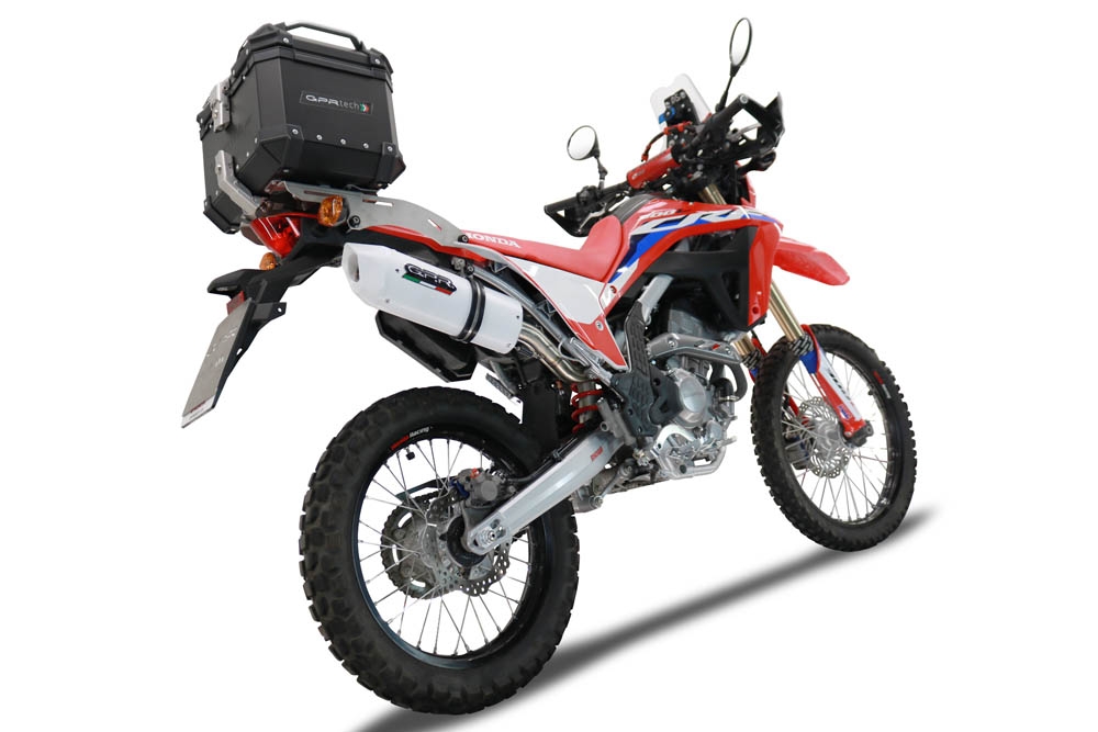 Scarico compatibile con Honda Crf 300 L - Rally 2021-2024, Albus Evo4, Terminale di scarico omologato, fornito con db killer estraibile, catalizzatore e raccordo specifico