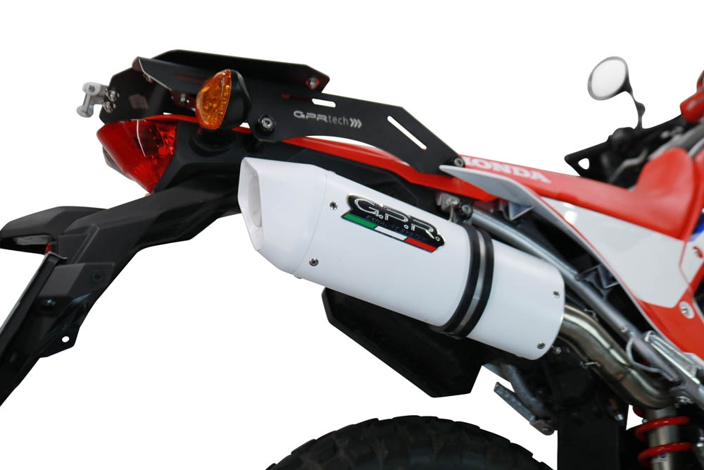 Scarico compatibile con Honda Crf 300 L - Rally 2021-2024, Albus Evo4, Terminale di scarico omologato, fornito con db killer estraibile, catalizzatore e raccordo specifico
