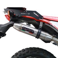 Exhaust system compatible with Honda Crf 300 L / Rally 2021-2024, Deeptone Inox, Racing slip-on exhausts including link pipe and removable db killer 