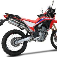 Scarico compatibile con Honda Crf 300 L / Rally 2021-2024, Dual Inox, scarico Racing, con raccordo specifico e db killer estraibile, non conforme per uso stradale