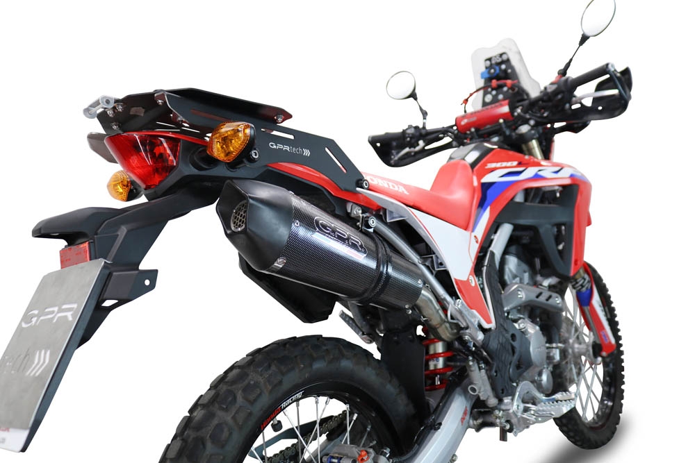 Scarico compatibile con Honda Crf 300 L - Rally 2021-2024, GP Evo4 Poppy, Terminale di scarico omologato,fornito con db killer estraibile,catalizzatore e collettore