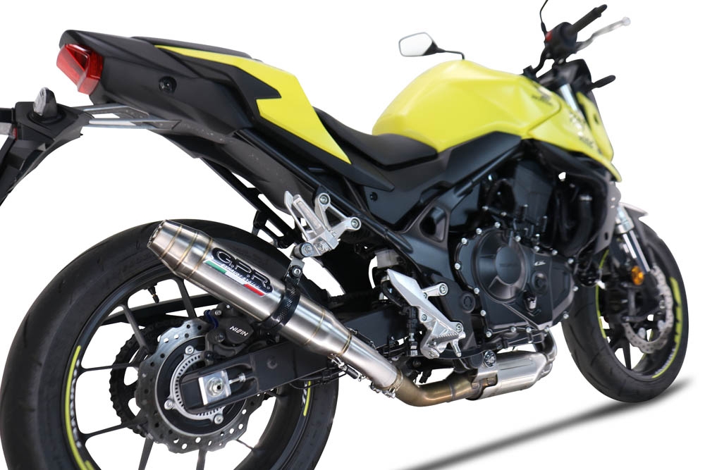 Scarico compatibile con Honda CB 750 Hornet 2023-2024, Deeptone Inox, Scarico omologato, silenziatore con db killer estraibile e raccordo specifico