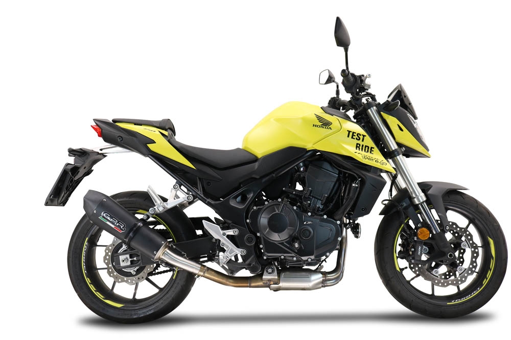 Scarico compatibile con Honda CB 750 Hornet 2023-2024, M3 Black Titanium, Scarico omologato, silenziatore con db killer estraibile e raccordo specifico