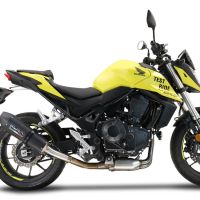 Scarico compatibile con Honda CB 750 Hornet 2023-2024, M3 Black Titanium, Scarico omologato, silenziatore con db killer estraibile e raccordo specifico