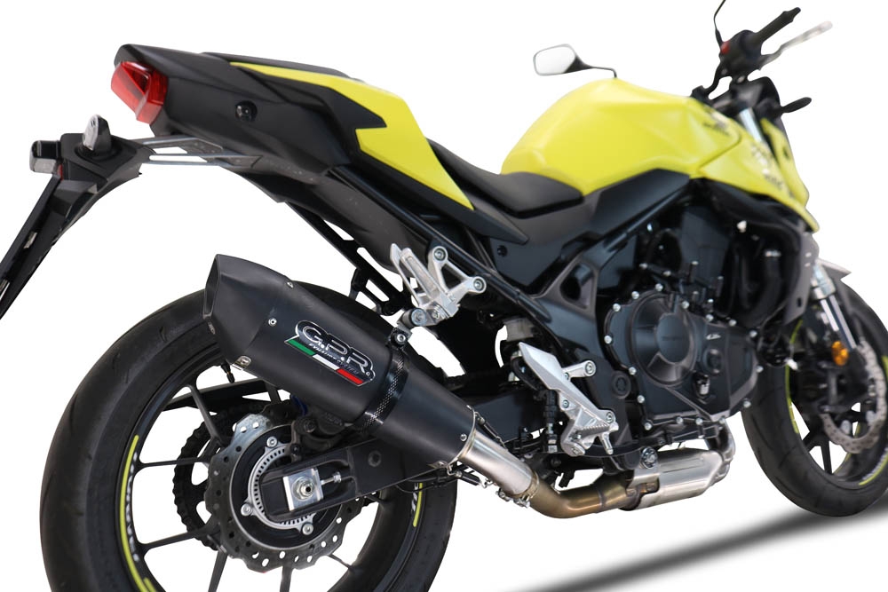 Scarico compatibile con Honda CB 750 Hornet 2023-2024, M3 Black Titanium, Scarico omologato, silenziatore con db killer estraibile e raccordo specifico