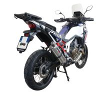 Exhaust system compatible with Honda Crf 1100 L Africa Twin 2020-2023, Dual Inox, Homologated legal slip-on exhaust including removable db killer and link pipe 