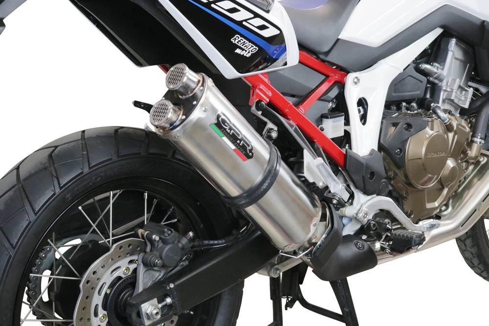 Exhaust compatible with Honda Crf 1000 L Africa Twin 2015-2017, Dual Inox, Homologated legal slip-on exhaust including removable db killer and link pipe 