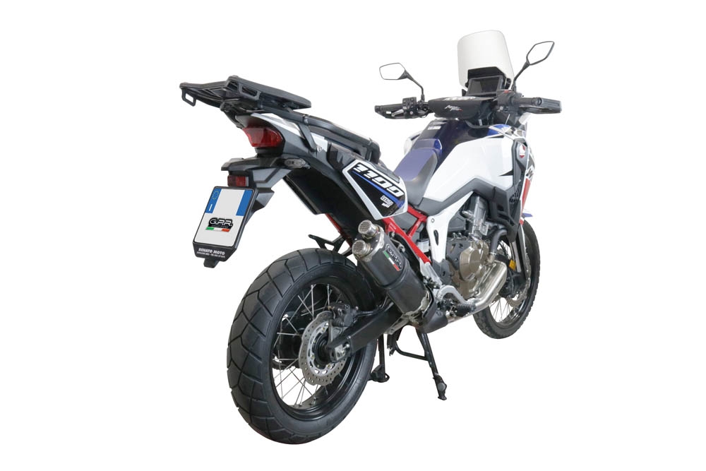 Exhaust system compatible with Honda Crf 1100 L Africa Twin 2020-2023, Dual Poppy, Homologated legal slip-on exhaust including removable db killer and link pipe 