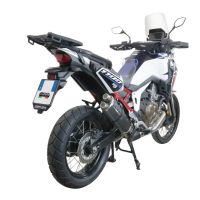 Scarico compatibile con Honda Crf 1100 L Africa Twin 2020-2023, Dual Poppy, Scarico omologato, silenziatore con db killer estraibile e raccordo specifico