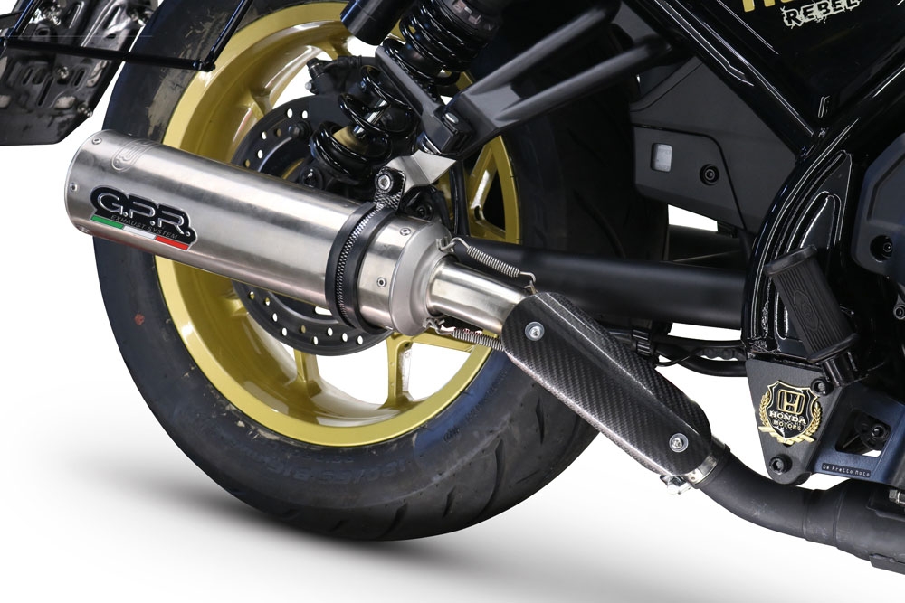 Scarico compatibile con Honda Cmx 1100 Rebel 2021-2024, M3 Inox , Scarico omologato, silenziatore con db killer estraibile e raccordo specifico