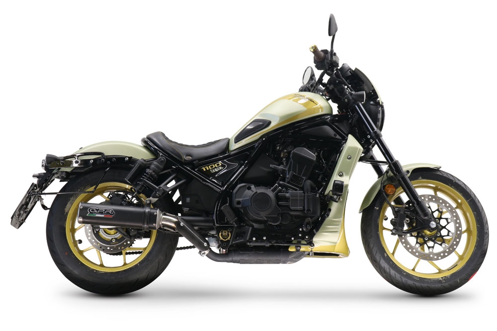 Scarico compatibile con Honda Cmx 1100 Rebel 2021-2024, M3 Black Titanium, Scarico omologato, silenziatore con db killer estraibile e raccordo specifico