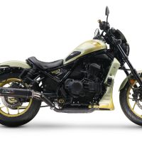 Scarico compatibile con Honda Cmx 1100 Rebel 2021-2024, M3 Black Titanium, Scarico omologato, silenziatore con db killer estraibile e raccordo specifico