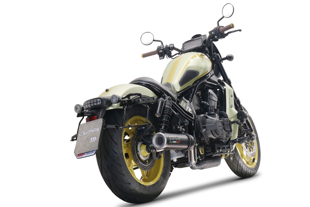Scarico compatibile con Honda Cmx 1100 Rebel 2021-2024, M3 Black Titanium, Scarico omologato, silenziatore con db killer estraibile e raccordo specifico