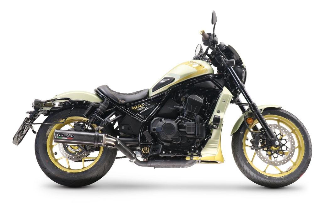 Scarico compatibile con Honda Cmx 1100 Rebel 2021-2024, M3 Poppy , Scarico omologato, silenziatore con db killer estraibile e raccordo specifico