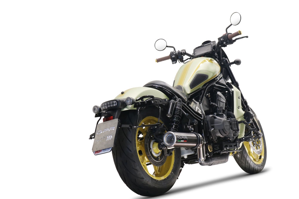 Scarico compatibile con Honda Cmx 1100 Rebel 2021-2024, M3 Poppy , Scarico omologato, silenziatore con db killer estraibile e raccordo specifico