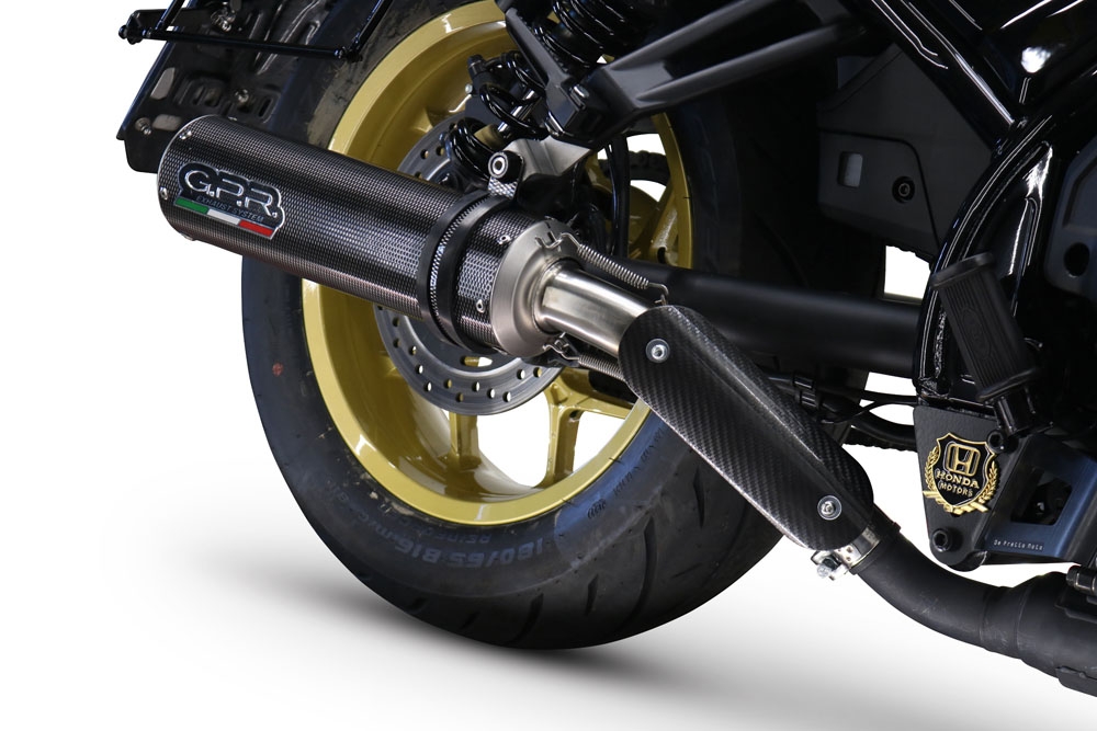 Exhaust system compatible with Honda Cmx 1100 Rebel 2021-2023, M3 Poppy , Homologated legal slip-on exhaust including removable db killer and link pipe 