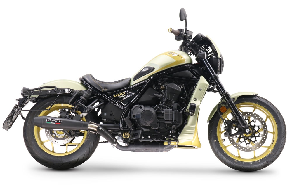 Scarico compatibile con Honda Cmx 1100 Rebel 2021-2024, Ultracone Nero, Scarico omologato, silenziatore con db killer estraibile e raccordo specifico