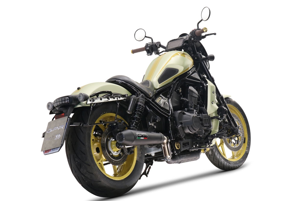 Scarico compatibile con Honda Cmx 1100 Rebel 2021-2024, Ultracone Nero, Scarico omologato, silenziatore con db killer estraibile e raccordo specifico
