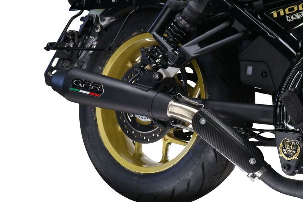 Scarico compatibile con Honda Cmx 1100 Rebel 2021-2024, Ultracone Nero, Scarico omologato, silenziatore con db killer estraibile e raccordo specifico