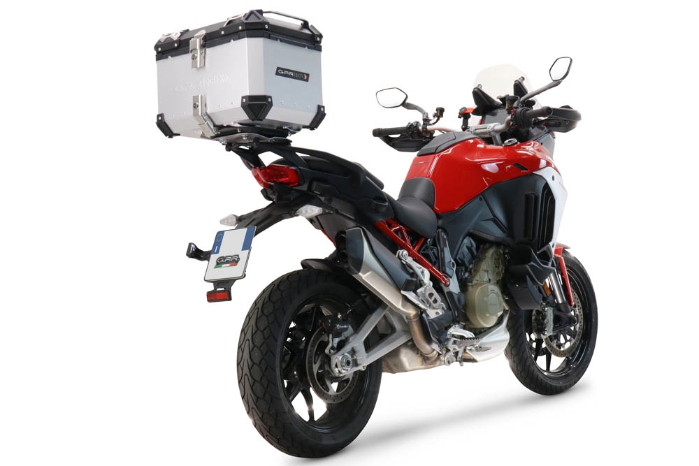 GPR TECH COMPATABILE CON Ducati Multistrada V4 / V4S / V4S Sport 1100 2021/2024 GPR TECH BAULETTO TOP CASE ALPI-TECH 55 LT COLORE ARGENTO CON PIASTRA SPECIFICA 