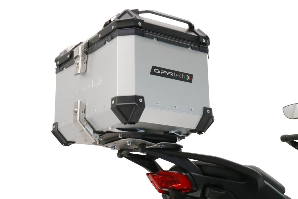 GPR TECH COMPATABILE CON Ducati Multistrada V4 / V4S / V4S Sport 1100 2021/2024 GPR TECH BAULETTO TOP CASE ALPI-TECH 45 LT. COLORE ARGENTO CON PIASTRA SPECIFICA 