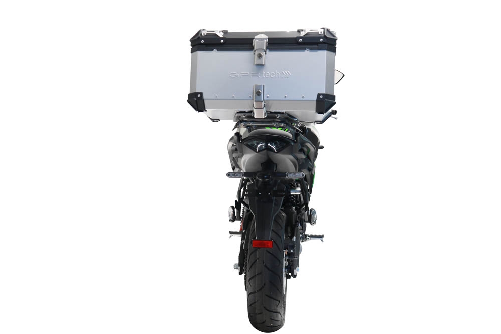GPR TECH COMPATABILE CON Kawasaki Versys 650 2021/2022 e5 GPR TECH BAULETTO TOP CASE ALPI-TECH 45 LT. COLORE ARGENTO CON PIASTRA SPECIFICA 