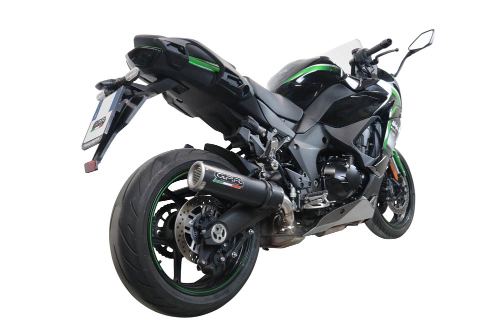 Exhaust system compatible with Kawasaki Ninja 1000 Sx 2020-2020, M3 Black Titanium, Homologated legal slip-on exhaust including removable db killer and link pipe 