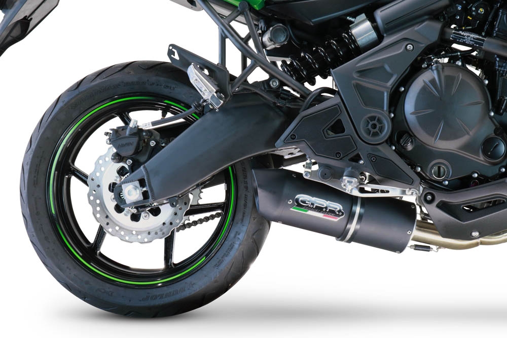 Scarico compatibile con Kawasaki Versys 650 2015-2016, Furore Nero, Scarico completo omologato,fornito con db killer estraibile,catalizzatore e collettore