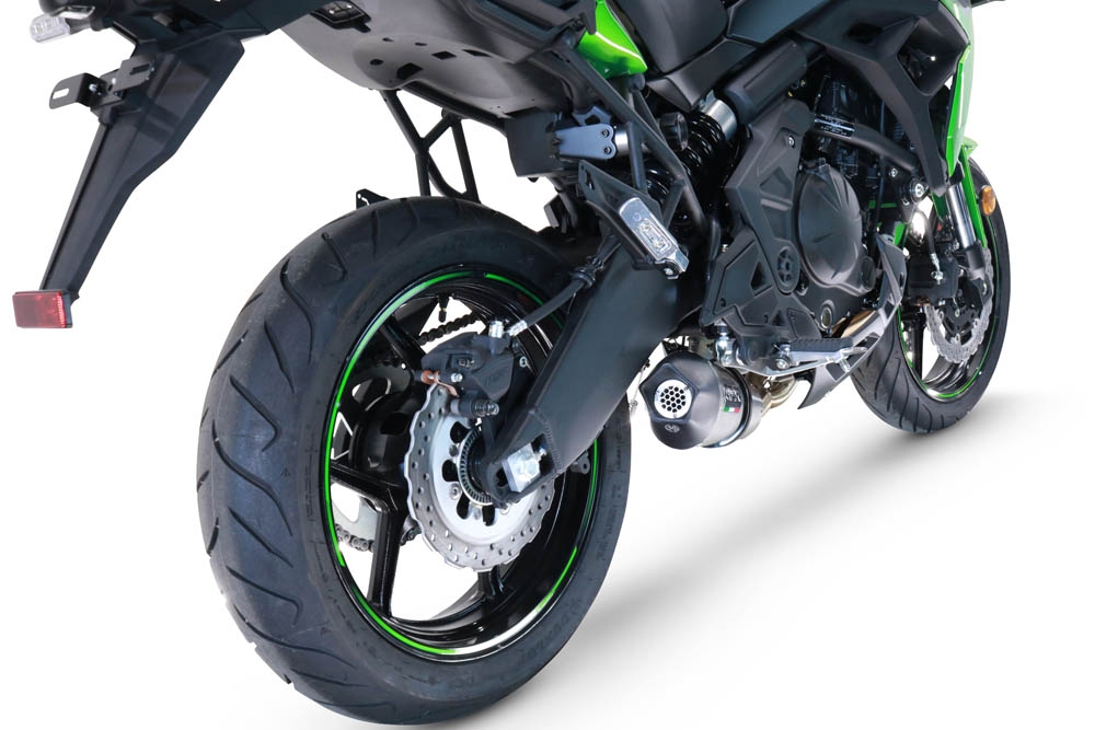 Exhaust system compatible with Kawasaki Versys 650 2023-2024, GP Evo4 Poppy, Homologated legal full system exhaust, including removable db killer and catalyst 