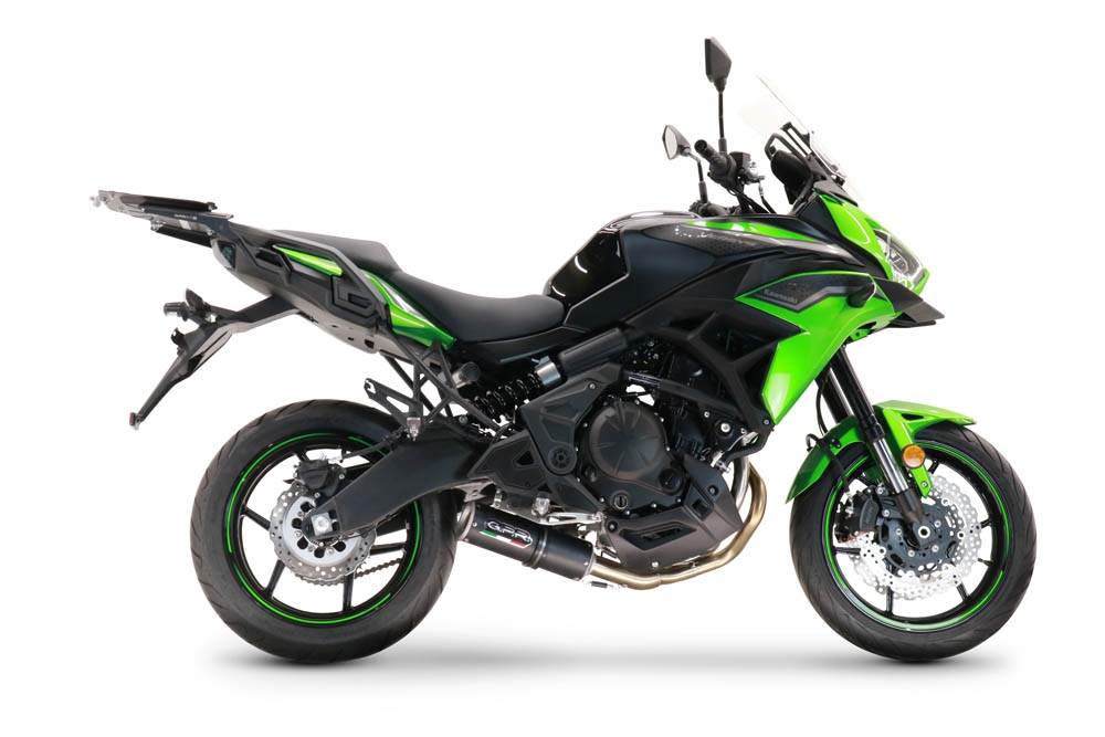 Scarico compatibile con Kawasaki Versys 650 2021-2022, M3 Black Titanium, Scarico completo racing, fornito con db killer estraibile e collettore, non conforme per uso stradale