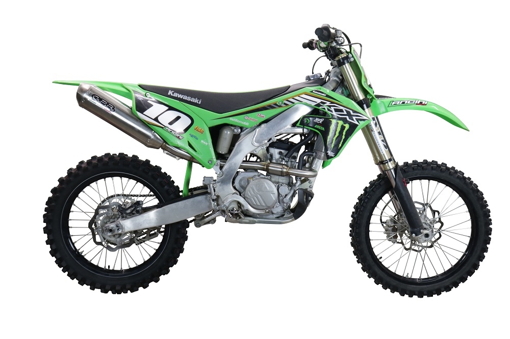Exhaust compatible with Kawasaki KX 250 X 2021-2022, Pentacross FULL Titanium, Racing slip-on exhaust, including link pipe and removable db killer/spark arrestor 