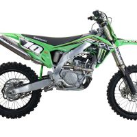 Exhaust compatible with Kawasaki KX 250 X 2021-2022, Pentacross FULL Titanium, Racing slip-on exhaust, including link pipe and removable db killer/spark arrestor 