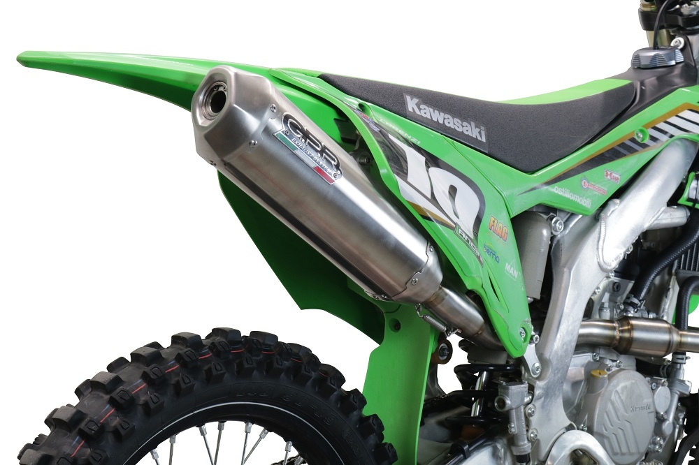 Exhaust compatible with Kawasaki KX 250 X 2021-2022, Pentacross FULL Titanium, Racing slip-on exhaust, including link pipe and removable db killer/spark arrestor 