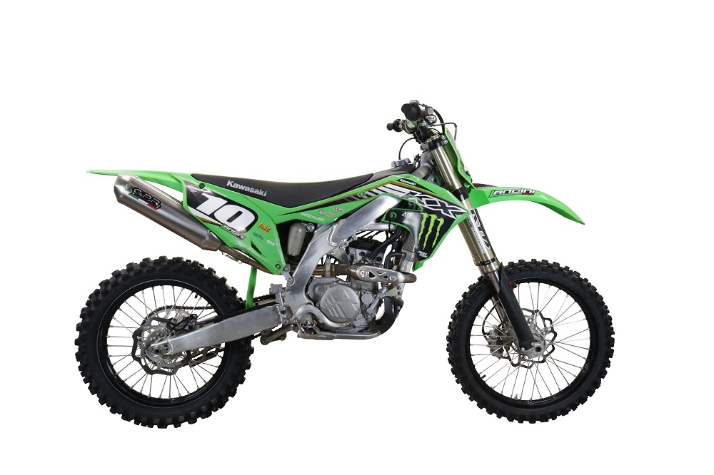 Scarico compatibile con Kawasaki KX 250 F 2021-2023, Pentacross Inox, Terminale di scarico Racing, con raccordo specifico e db killer estraibile