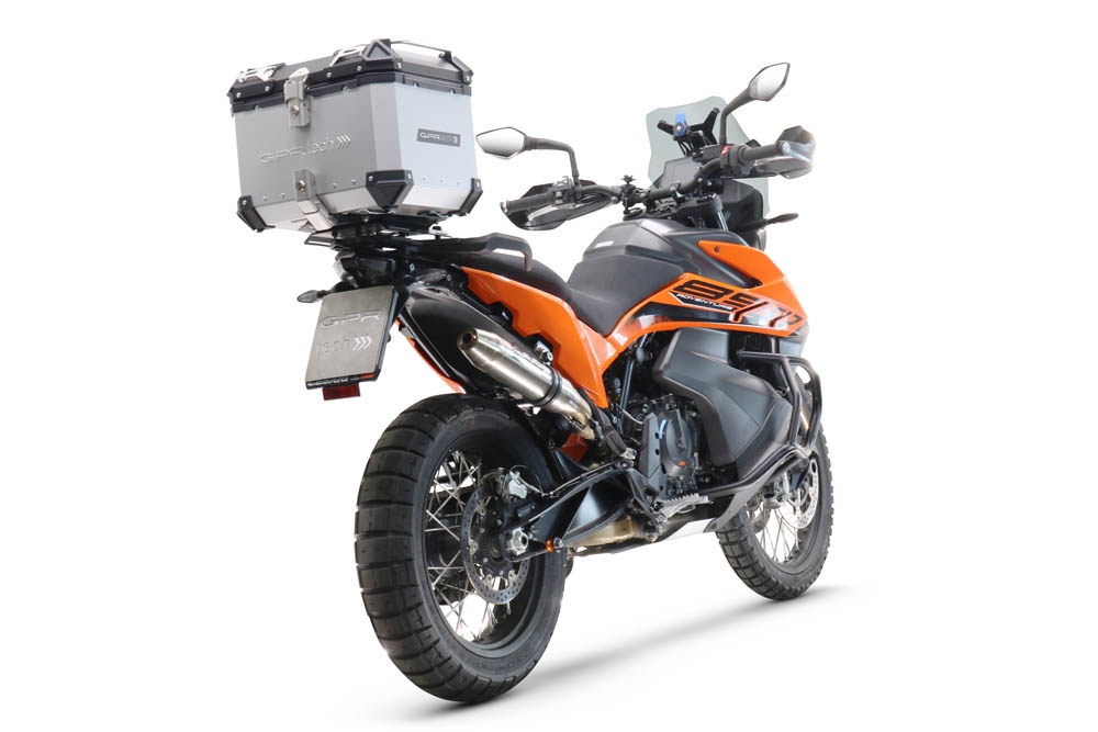 TOP CASE - BAULETTO GPR TECH COMPATABILE CON Ktm Adventure 890 - 890 R Rally 2020/2024 e5 GPR TECH BAULETTO TOP CASE ALPI-TECH 55 LT COLORE ARGENTO CON PIASTRA SPECIFICA 