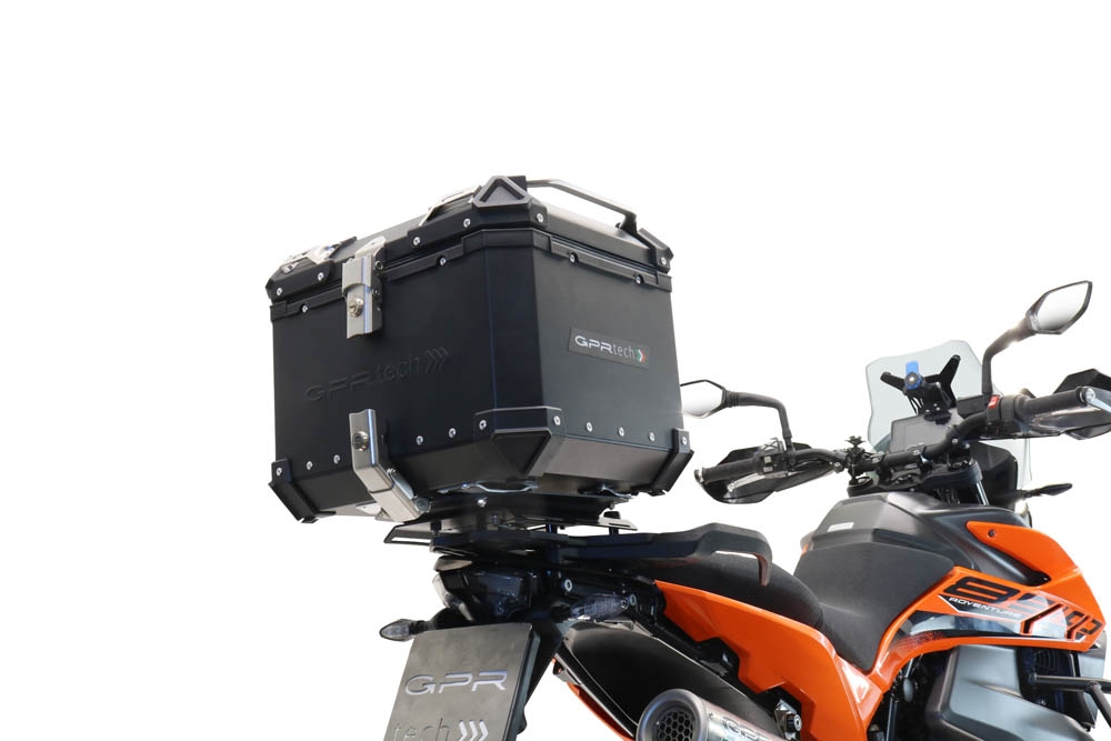 TOP CASE - BAULETTO GPR TECH COMPATABILE CON Ktm Adventure 890 L 2021/2024 e5 GPR TECH BAULETTO TOP CASE ALPI-TECH 55 LT COLORE NERO CON PIASTRA SPECIFICA 