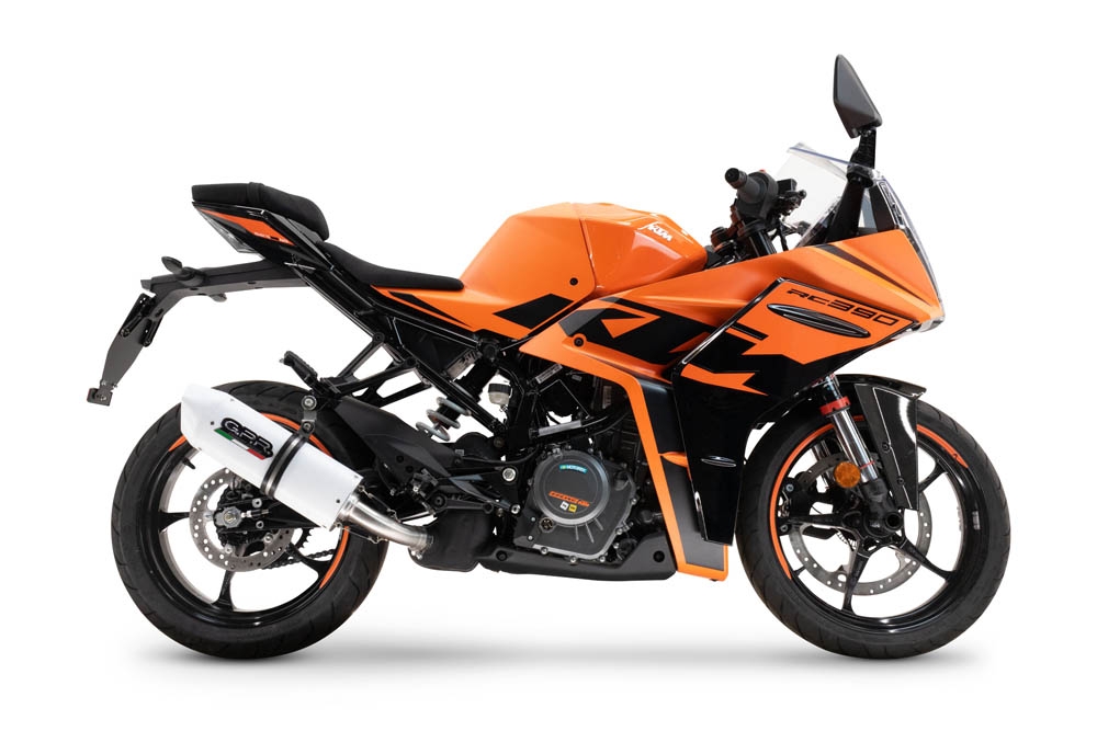 Scarico compatibile con Ktm Rc 125 2021-2024, Albus Evo4, Scarico omologato, silenziatore con db killer estraibile e raccordo specifico