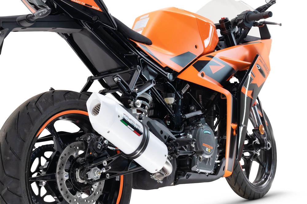 Scarico compatibile con Ktm Rc 125 2021-2024, Albus Evo4, Scarico omologato, silenziatore con db killer estraibile e raccordo specifico