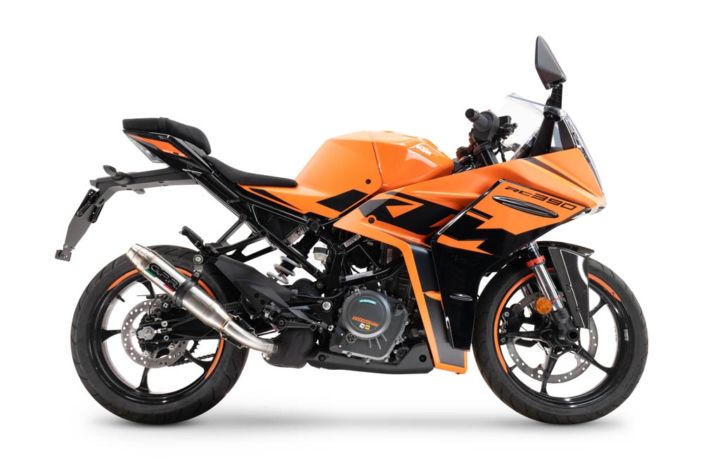 Scarico compatibile con Ktm Rc 390 2022-2024, Deeptone Inox, Scarico omologato, silenziatore con db killer estraibile e raccordo specifico