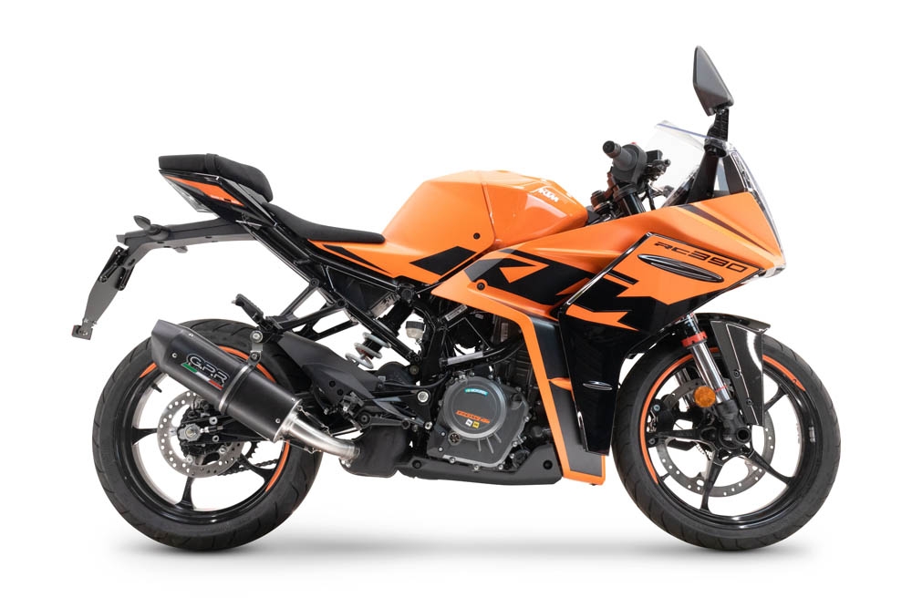 Exhaust compatible with Ktm Rc 125 2021-2024, Furore Nero, Racing slip-on exhaust including link pipe 