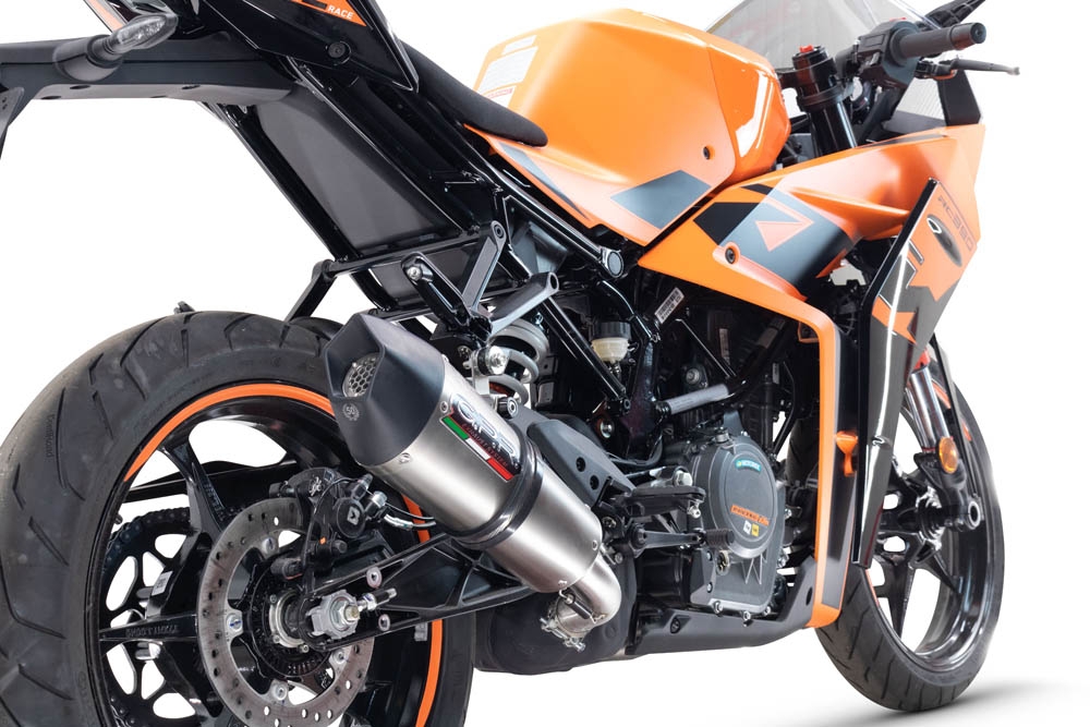 Exhaust compatible with Ktm Rc 125 2021-2024, M3 Inox , Homologated legal slip-on exhaust including removable db killer and link pipe 