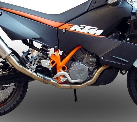 Exhaust system compatible with Ktm Lc8 990 Adventure - R - DAKAR 2006-2014, Dual Poppy, Homologated legal full system exhaust, including removable db killer and catalyst 