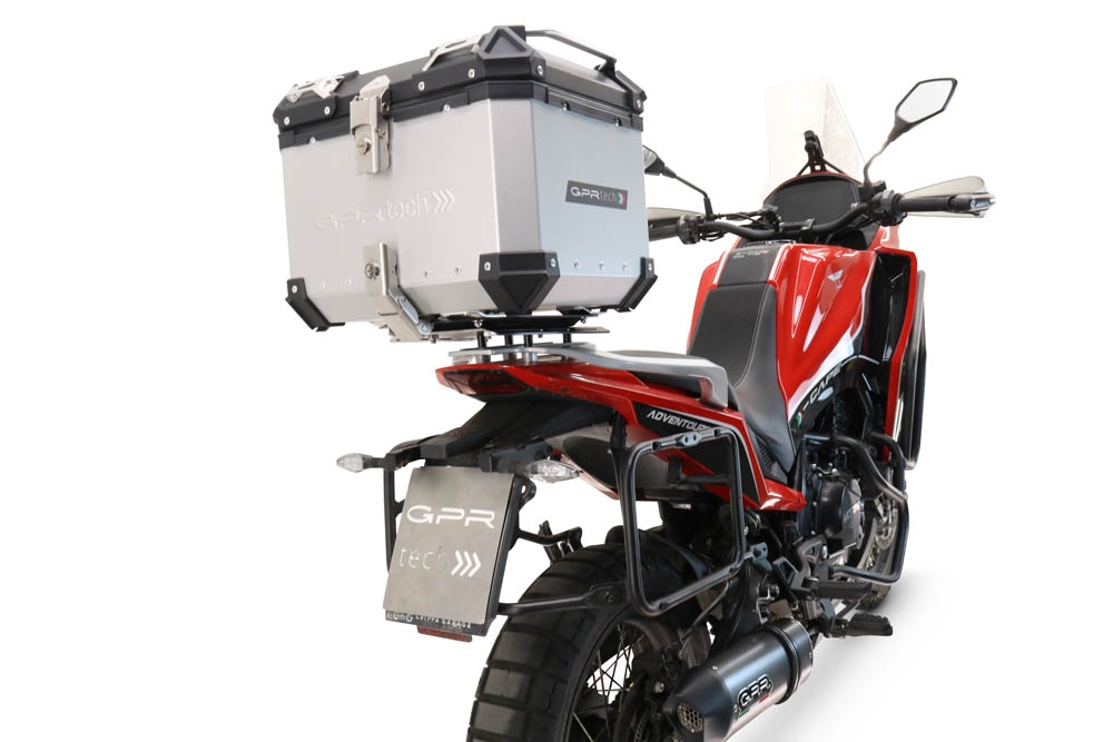 GPR TECH COMPATABILE CON Moto Morini X-CAPE 650 2021/2024 e5 GPR TECH BAULETTO TOP CASE ALPI-TECH 45 LT. COLORE ARGENTO CON PIASTRA SPECIFICA 