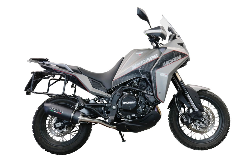 Exhaust compatible with Moto Morini X-CAPE 650 2021-2024, Furore Evo4 Nero, Homologated legal Mid-full system exhaust, including removable db killer and catalyst 