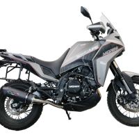 Exhaust compatible with Moto Morini X-CAPE 650 2021-2024, Furore Evo4 Nero, Homologated legal Mid-full system exhaust, including removable db killer and catalyst 