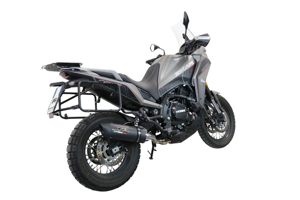 Exhaust compatible with Moto Morini X-CAPE 650 2021-2024, Furore Evo4 Nero, Homologated legal Mid-full system exhaust, including removable db killer and catalyst 