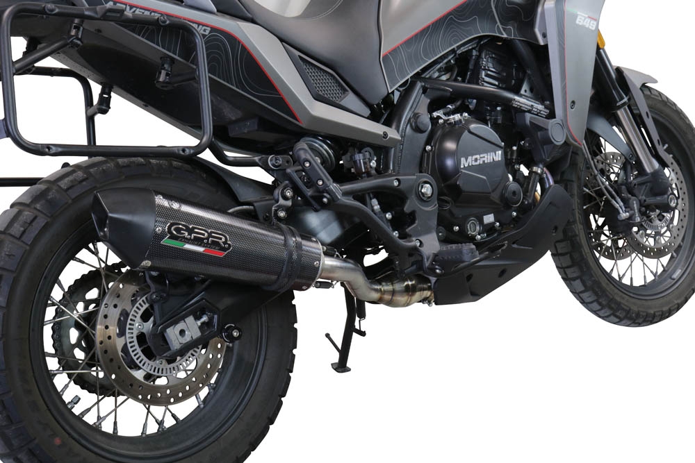 Exhaust system compatible with Moto Morini X-CAPE 650 2021-2023, GP Evo4 Poppy, Homologated legal Mid-full system exhaust, including removable db killer and catalyst 