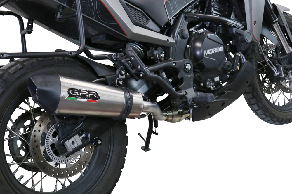 Exhaust system compatible with Moto Morini X-CAPE 650 2021-2023, GP Evo4 Titanium, Homologated legal Mid-full system exhaust, including removable db killer and catalyst 